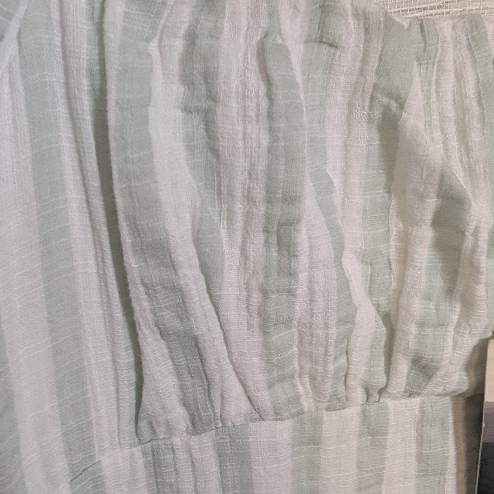 In Loom Seafoam Green And White Striped Gauze Mini Dress High Low Large NWT - Picture 8 of 14